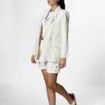 ÇİFT DÜĞME KETEN ASTARLI BLAZER CEKET - BEJ