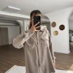 ÇİFT KAPAK CEP SPOR DİKİŞ TENSEL SALAŞ GÖMLEK - TAŞ