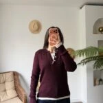 ÇİFT KAT YAKA DÜĞMELİ VİSKON TRİKO - BORDO