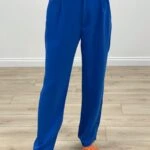 ÇİFT PİLE YÜKSEK BEL PANTOLON - MAVİ