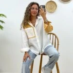 ÇİFT RENK POPLİN TEK CEP GÖMLEK - EKRU