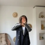 ÇİFT RENK ŞERİT DETAY KRUVAZE ASTARLI SALAŞ CEKET - LACİVERT