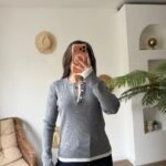 ÇİFT YAKA DÜĞMELİ VİSKON TRİKO - GRİ BEYAZ