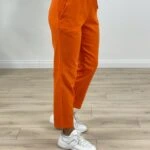 ÇİMALI GABARDİN DİZ DİKİŞLİ PANTOLON - TURUNCU