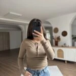 ÇITÇIT DÜĞMELİ UZUN KOL PAMUK MODAL BLUZ - VİZON