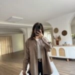 ÇITÇITLI TEK CEP OVERSİZE SÜET GÖMLEK - VİZON