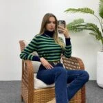 ÇİZGİLİ BALIKÇI TRİKO - LACİVERT YEŞİL