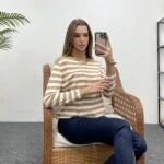 ÇİZGİLİ BALIKÇI TRİKO - CAMEL EKRU