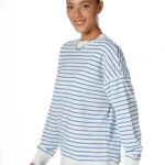 ÇİZGİLİ BASİC PAMUK SWEAT - BEYAZ MAVİ