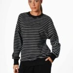 ÇİZGİLİ BASİC PAMUK SWEAT - SİYAH BEYAZ