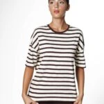 ÇİZGİLİ KISA KOL BASİC TİŞÖRT - KAHVE