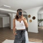 ÇİZGİLİ ÖN CEPLİ PAMUK ŞORT - SİYAH