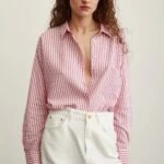 ÇİZGİLİ SALAŞ TEK CEP PAMUK GÖMLEK - PEMBE