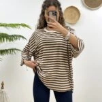 ÇİZGİLİ TİŞÖRT - KAHVE