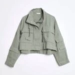 ÇOK CEPLİ DİK YAKA SALAŞ PAMUK VİSKON MONT - HAKİ