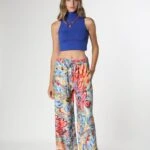 ÇOK RENKLİ DESENLİ SATEN PANTOLON - RENKLİ COLOR-12