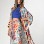 ÇOK RENKLİ SATEN KİMONO - RENKLİ COLOR-12