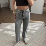 COS BEL GOLD AKSESUAR DETAY YÜKSEK BEL JEAN - GRİ