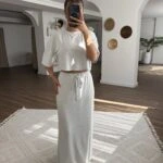 CROP TİŞÖRT ETEK MODAL TAKIM - GRİ