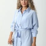 D075 BEL DRAPE VİSKON GÖMLEK ELB. - AÇIK MAVİ