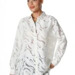 DALGA DESEN TRANSPARAN VİSKON SALAŞ GÖMLEK - EKRU