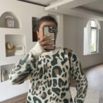 DALMAÇYA DESEN BİSİKLET YAKA VİSKON TRİKO - EKRU HAKİ