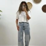 DAMALI BOL PAÇA JEAN - BUZ MAVİ