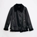 DERİ BİYELİ İÇİ PELUŞ KEMER DETAY NUBUK BİKER MONT - SİYAH