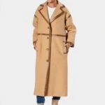 DERİ BİYELİ UZUN BUKLET KABAN - KARAMEL