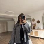 DERİ DETAY BALIKSIRTI REGLAN KOL CEKET - SİYAH