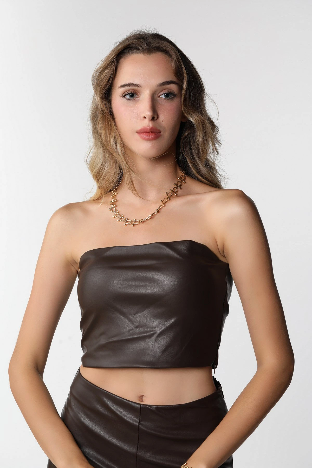 DERİ TOP - KAHVE - Görsel 1