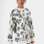 DESENLİ BASİC PAMUK SWEAT - EKRU-ANTRASİT