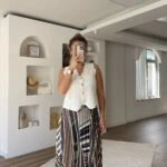 DESENLİ PLİSE MİDİ ETEK - HAKİ