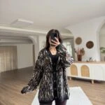 DESENLİ ŞARDONLU ALPAKA KARIŞIM HIRKA - SİYAH