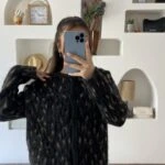 DESENLİ ŞARDONLU BİSİKLET YAKA HIRKA - SİYAH CAMEL