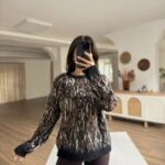 DESENLİ ŞARDONLU YUMUŞAK DOKU ALPAKA KARIŞIM KAZAK - SİYAH