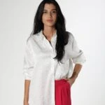 DESENLİ SATEN GÖMLEK - BEYAZ