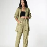 DESENLİ SATEN GÖMLEK - AÇIK YEŞİL