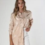 DESENLİ SATEN GÖMLEK - BEJ