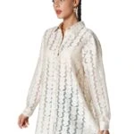 DESENLİ TRANSPARAN VİSKON SALAŞ GÖMLEK - NATUREL