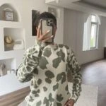 DESENLİ VİSKON YÜN KARIŞIM BİSİKLET YAKA KAZAK - HAKİ