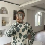 DESENLİ VİSKON YÜN KARIŞIM BİSİKLET YAKA KAZAK - KOYU HAKİ