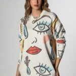 DİJİTAL GÖZ BASKI TRİKO - KREM