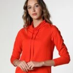 DİK YAKA BAĞLAMALI SWEAT - KIRMIZI