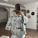 DİK YAKA ÇITÇITLI CEPLİ SALAŞ SPOR İNCE MONT - BEYAZ MAVİ