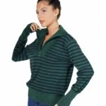 DİK YAKA FERMUARLI KOL DÜĞMELİ VİSKON TRİKO - ZÜMRÜT-LACİ