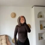 DİK YAKA GOLD ÇITÇIT ASİMETRİK VİSKON BLUZ - KAHVE