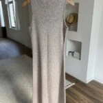 DİK YAKA JAPONE KOL YÜN KARIŞIMLI UZUN ELBİSE - VİZON