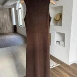 DİK YAKA JAPONE KOL YÜN KARIŞIMLI UZUN ELBİSE - KAHVE