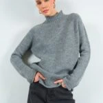 DİK YAKA REGLAN KOL SALAŞ KAZAK - GRİ